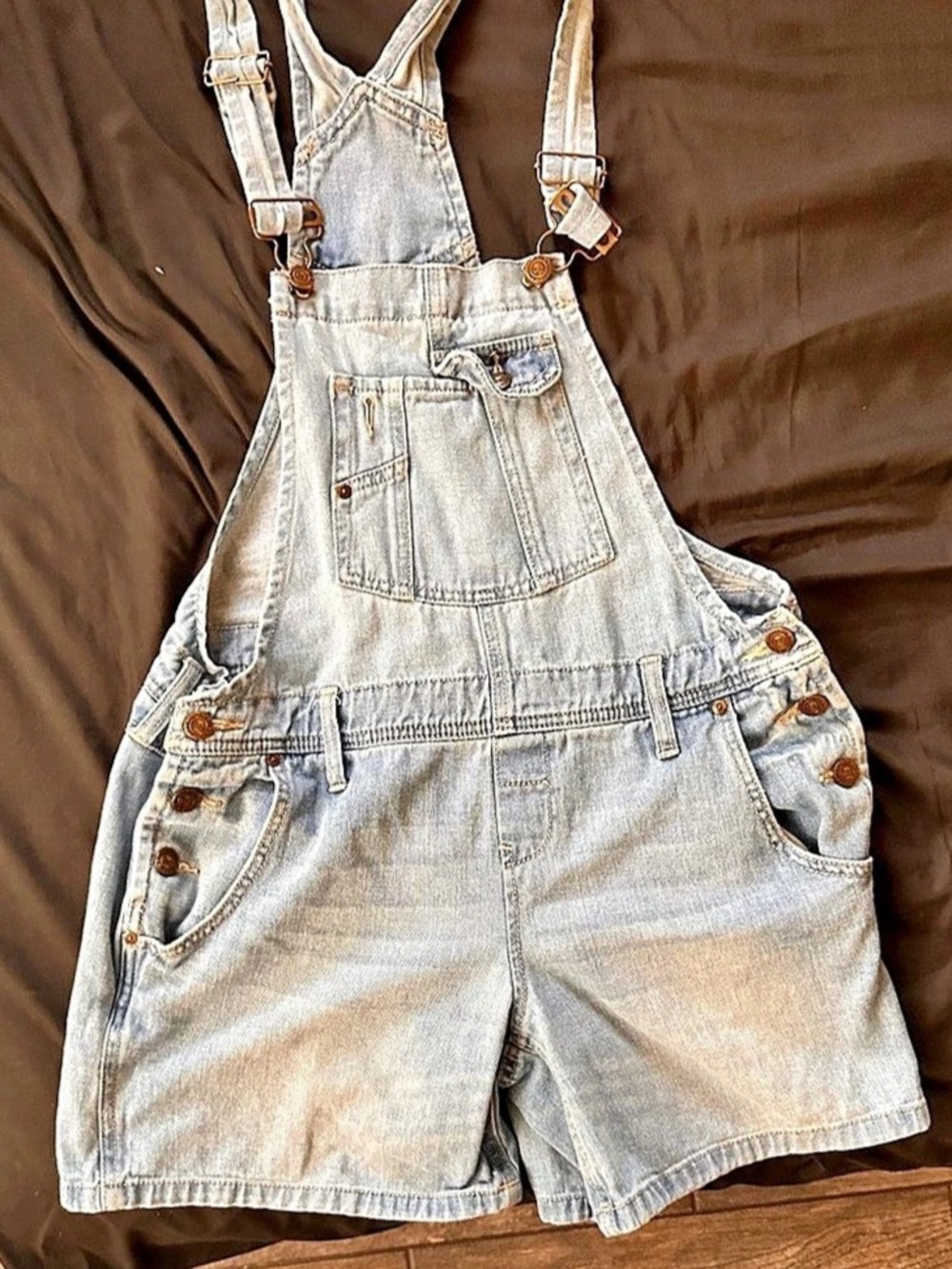 Lee Denim Short Overalls in Blue